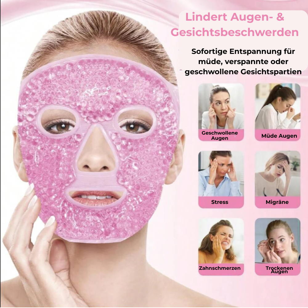 FrozenGlow Set | Kühlende Gesichtsmaske & Rosenquarz-Roller