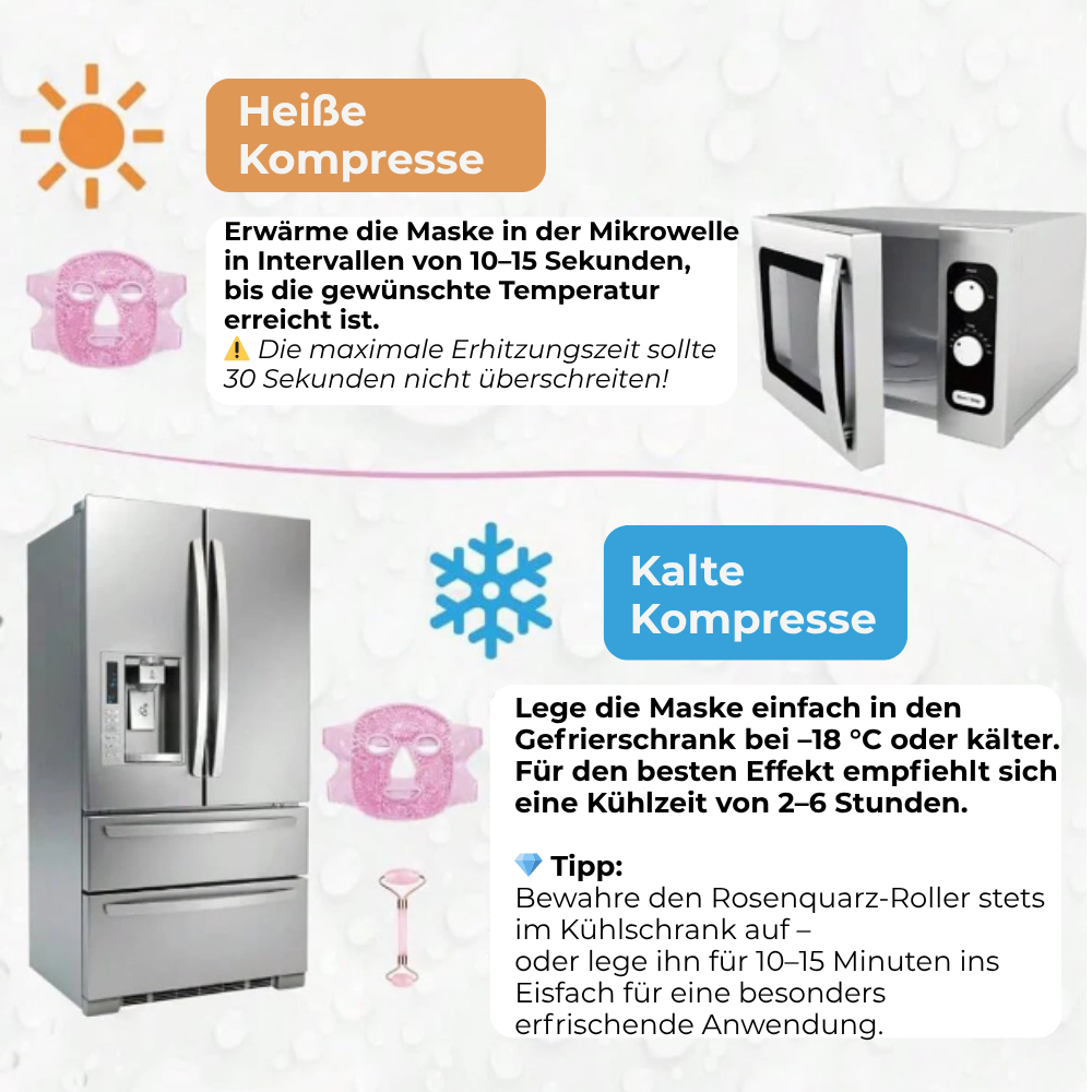 FrozenGlow Set | Kühlende Gesichtsmaske & Rosenquarz-Roller