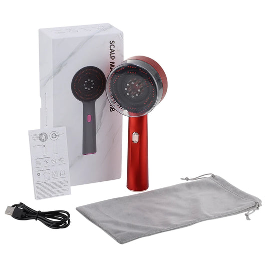 HairVital Bürste Rot Edition – Kopfhautpflege mit Rotlicht, Vibration & Öl-Einwirkung
